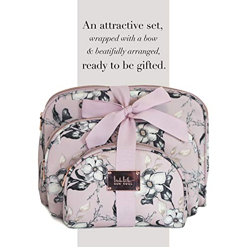 Nicole Miller 3 Pc Cosmetic Bag Set, Purse Size Makeup Bag for Women, Toiletry Travel Bag, Makeup Organizer, Cosmetic Bag for Girls Zippered Pouch Set, Large, Medium, Small (Pale Pink Floral) 2 Nicole Miller 3 Pc Cosmetic Bag Set, Purse Size Makeup Bag for Women, Toiletry Travel Bag, Makeup Organizer, Cosmetic Bag for Girls Zippered Pouch Set, Large, Medium, Small (Pale Pink Floral)
