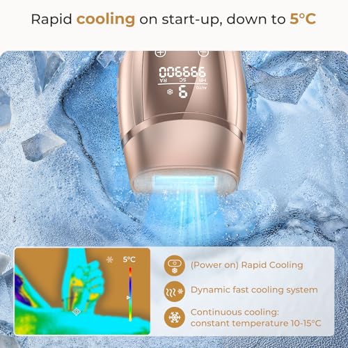 Deplite 21J Epilatore Luce Pulsata con Funzione di Raffreddamento, Epilatore Laser indolore per Donna e Uomo, 9 Livelli di Energia, 999,900 Flashes Luce Pulsata IPL per, Corpo, Ascelle, Bikini