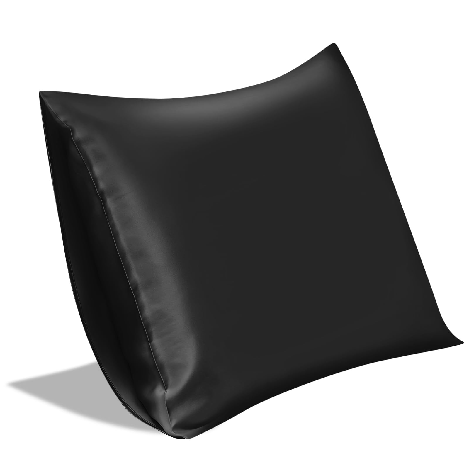 SILKTALE 100% Mulberry Silk Envelope Bed Pillowcase for Travel,1pc,Black,Super King Size 50 x 90 cm