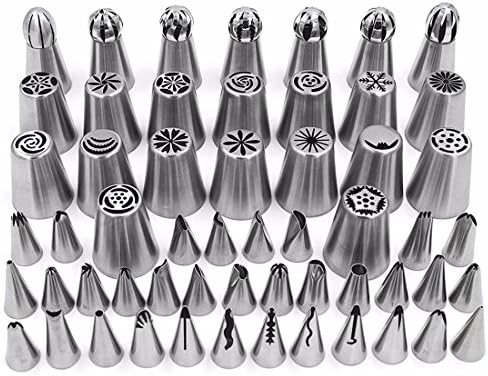 Russian Tulip Icing Piping Nozzles Korean Style Pastry Tips for DIY Cake Decoration Dessert Baking Stainless Steel Tools.(Pack of 56 pcs.)