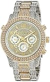 Akribos XXIV Women's AK776TTG Multifunction Swiss Quartz Movement Crystal Encrusted Watch with Yellow Gold Dial and Two Tone Bracelet