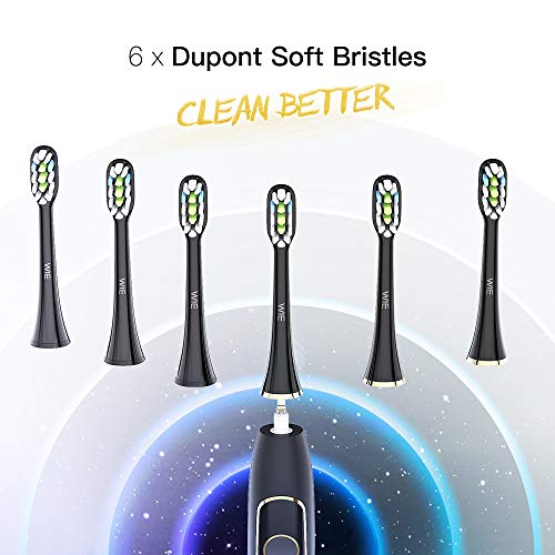 Electric Toothbrush, WIE Rechargeable Auto Sonic Electric Toothbrush with UV Sanitizing Charging Case, Smart Timer, 5 Brushing Modes, IPX7 Waterproof Travel Toothbrush with 6 Replacement Brush Heads - Thumbnail 4