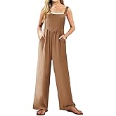 Feiersi Womens Causal Wide Leg Overalls Jumpsuit Sleeveless Adjustable Straps Bib Outfits Overalls with Pockets