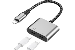 Mixfly [Apple MFi Certified] iPhone Adapter, Headphone Adapter for iPhone, Dual Lightning Audio + Charger Adapter Dongle Cable Splitter Compatible with iPhone 14/14 Pro Max/13/12/11/SE/X/XS/8 (Grey)