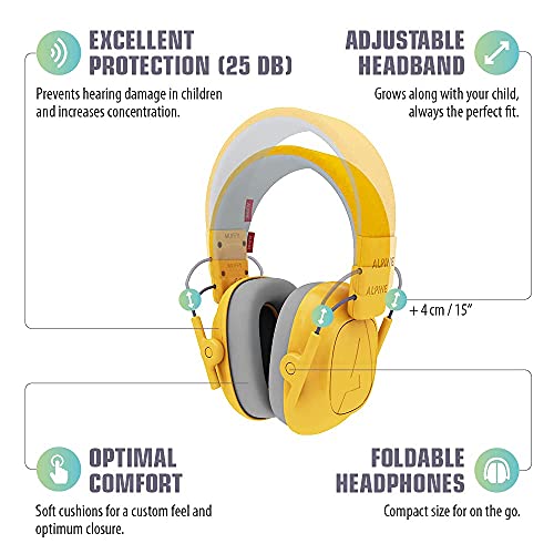 Alpine Muffy Earmuffs for Kids and Junior aged 316 Adjustable Noise