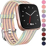 Maledan Compatible with Fitbit Versa Bands for Women Men, Small, Rainbow Pattern
