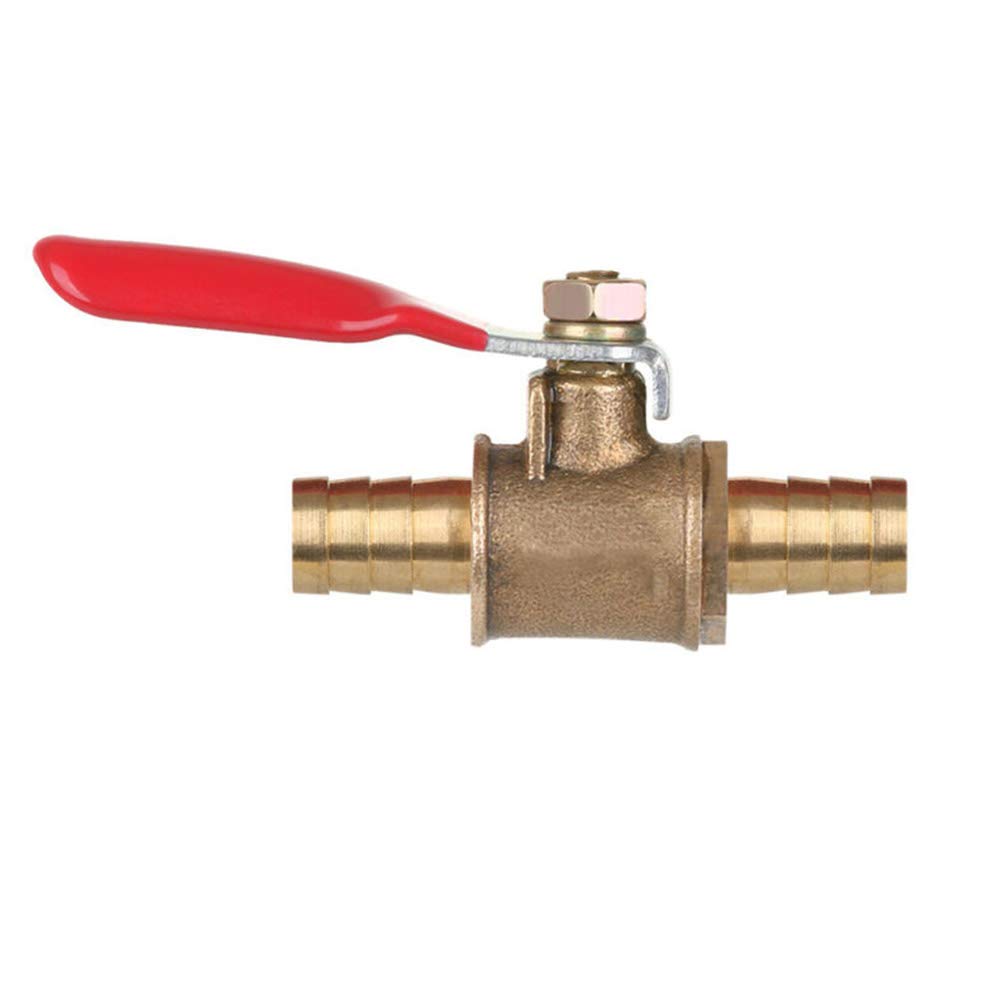 ExcInter 8mm Hose Barb Inline Water/Air Gas Fuel Line Shut-Off Brass Ball Valve 180 Degree Operation Handle