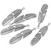 RUBYCA 20pcs Feather Metal Curved Sideways Bracelet Link Connector Beads for Jewelry Making (Silver)