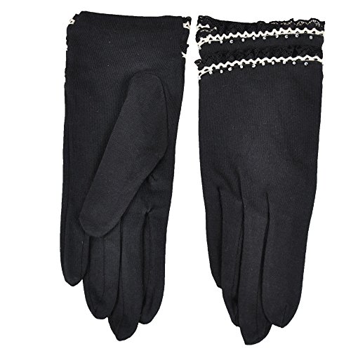 Kenmont Summer Women Lady Outdoor Uv Protection 100% Cotton Gloves (Black)