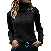 Langwyqu Womens' Turtleneck Long Sleeve Cable Knit Sweaters