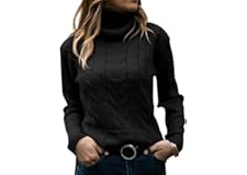 Womens Turtleneck Sweaters Long Sleeve Pullover Cable Knit Sweaters Soft Jumper