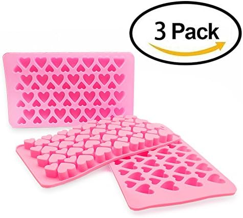 3 Pcs Candy Ice Mold, CNYMANY Valentine's Day Silicone Mini Heart Shaped Ice Cube Trays Gumdrop Jelly Chocolate Mold - Pink