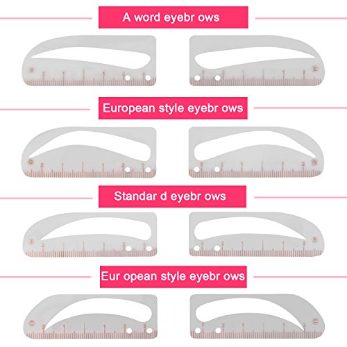ELEVEN EVER Eyebrow Stencil Ruler kit -Includes 4 Group Eyebrow stencils and an Eyebrow Pencil Permanent Makeup Tools - Thumbnail 2