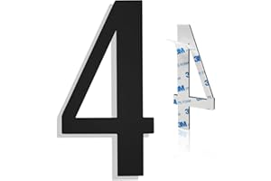 HVATRY Modern House Numbers for Outside - Self-Adhesive, Large 6 Inch, Metal House Address Numbers - Ideal For Mailbox, Door, And Outdoor Address - House Number 4