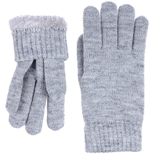 BYOS Winter Womens Toasty Warm Plush Fleece Lined Knit Gloves, 14 Solid Colors (Heather Light Gray)