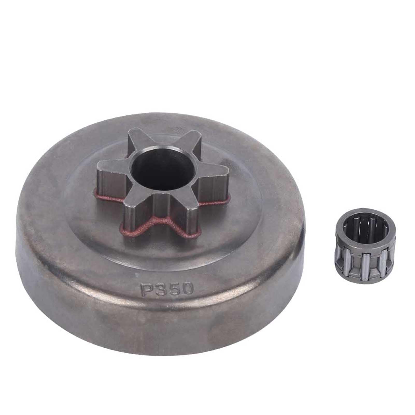 Clutch Drum with Needle Bearing for Partner 350 351 352 370 371 390 420 Chainsaw, 3/8" 6T Sprocket, Alloy