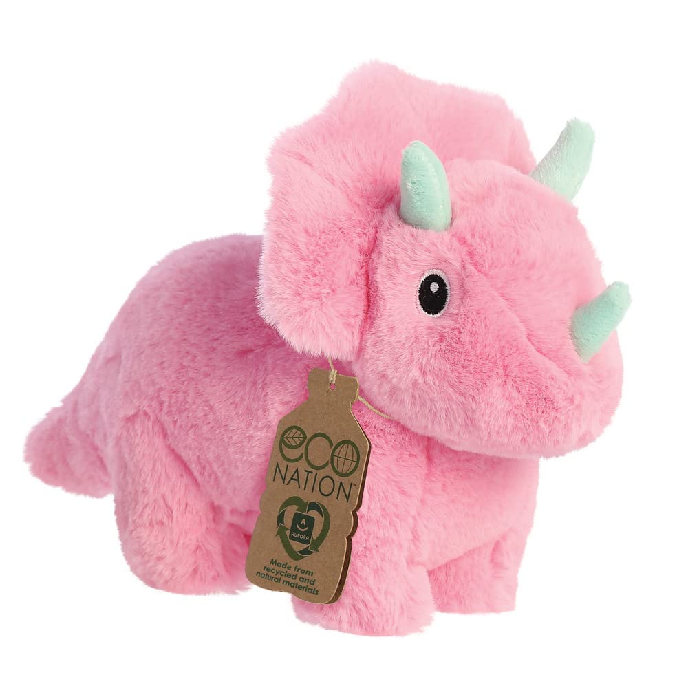 Aurora, 35057, Eco Nation Trix Triceratops Dinosaur, 8In, Soft Toy, Pink