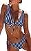 BMJL Women's Sexy Detachable Padded Cutout Push Up Striped Bikini Set Bow Tie Two Piece Swimsuit(L,Royal Blue)