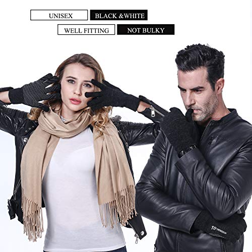 image for Touch Screen Gloves, TRENDOUX Unisex Knit Winter 360° Whole Palm Touc