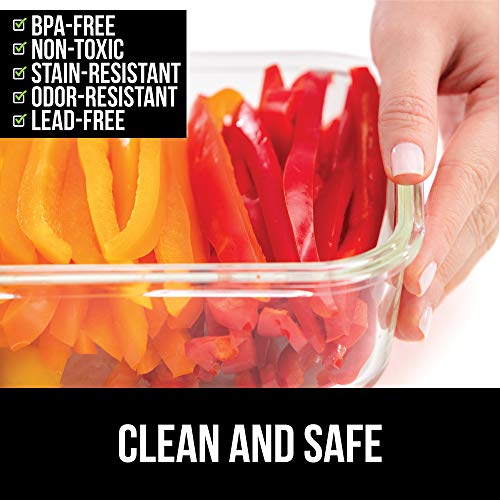 Gorilla Grip Original Premium Glass Food Storage Containers with Lid, 5 Pack of 28.5 oz Size, Microwave, Dishwasher Safe, Saver Container for Fridge, Kitchen Meal Prep, Airtight Lids, Commercial Grade