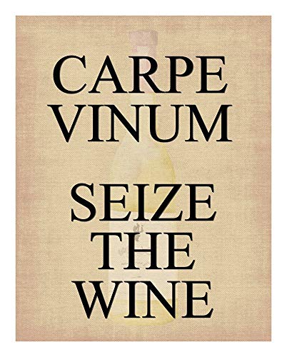 Funny Wine Print – Capre Vinum Seize the Wine – With Wine Bottle Fading in Background – 11×14 Unframed Art Print – A Great Gift for Those Passionate About Wine