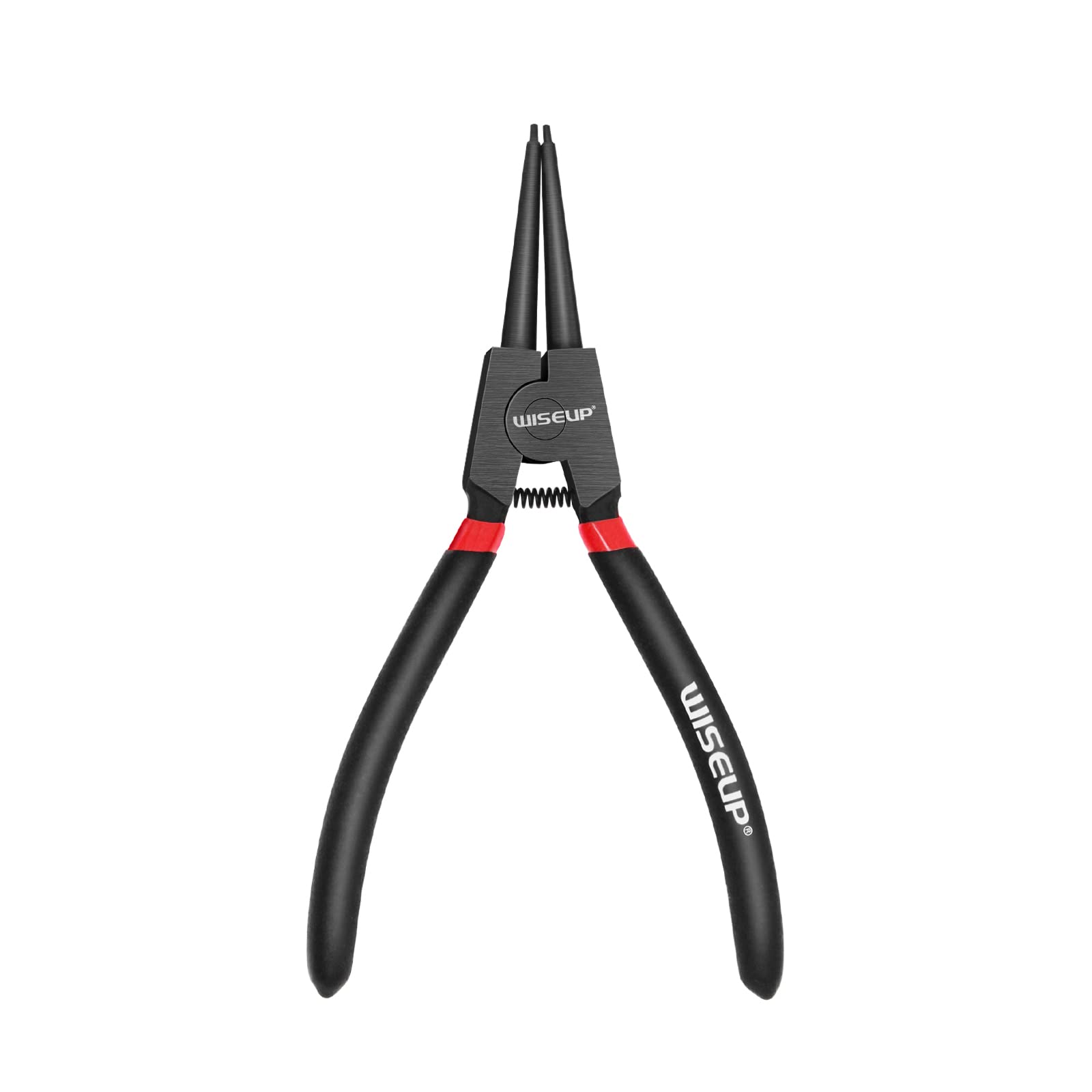 WISEUP Circlip Pliers, 170mm Internal Straight Tip Pliers, Industrial Carbon Steel Split Ring plier, high Hardness, not Easy to Break, Ergonomic Handle snap Ring plier