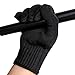 Lightingsky Black Cut Resistant Gloves Stainless Steel Wire Mesh Level 5 Protection (1 Pair, Black)