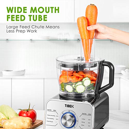 Food Processor 12-Cup, Multi-Function Food Processor 6 Main Functions with Chopper Blade, Dough Blade, Shredder, Slicing Attachments, 3 Speed 600W Powerful Processor, Silver