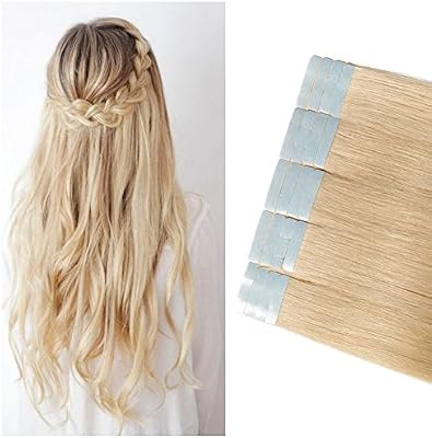 Amazon Com 40 Pieces Rooted Tape In Hair Extensions Blonde Remy
