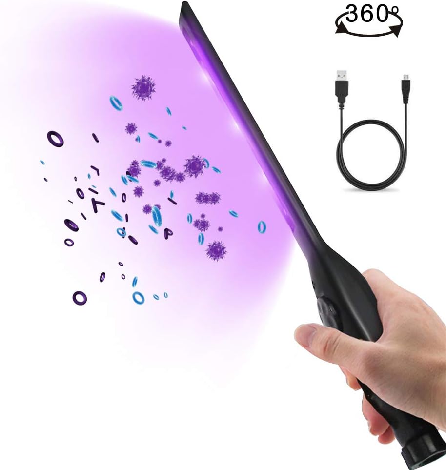 Rechargeable LED UV Sterilizer Light - 360 ° Rotation Portable Sanitizer Disinfect Light Ultraviolet Germicidal Lamp for Household Toilet Car Pet