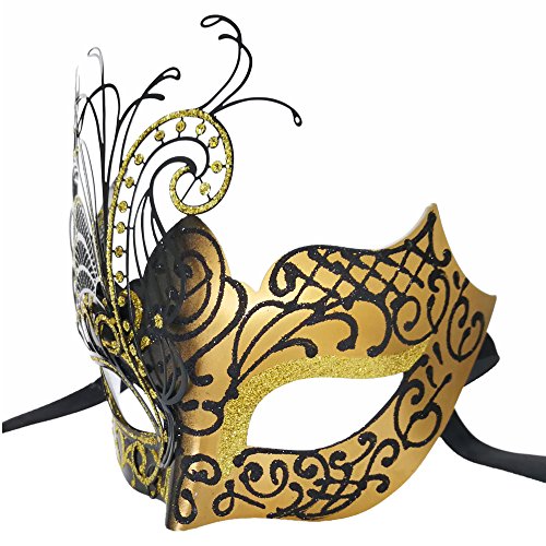 Glod Butterfly Women and Roman Men Mask Masquerade Couples Mask for Venetian - Thumbnail 2