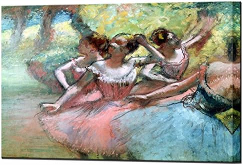 Quality Printing The Four Ballerinas on the Stage Canvas Print by Edgar Degas Ready to Hang Wall Art Picture Stretched Home Decor Framed Reproduction (70 x 58 cm)
