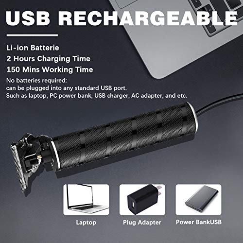 Electric Hair Clippers for Men, Professional Barber Haircut Kit Zero Gapped Beard Trimmer, Cordless Rechargeable T-Bladed Close Cutting Outliner Grooming Shaver Hair Clippers for Baldheaded
