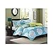 Aqua Blue Lime Green Floral Damask Print Comforter Bedding Set Girls Teen