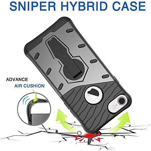 iPhone 7 Plus, 360 Degree Rotating Stand Cover, Heavy Duty Shockproof Dual Layer Hybrid Armor Defender Full Body Protective Cover,Oenbopo Drop Protection &amp; Shock Absorbent (5.5inch) (Black)