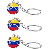 LLBFHH 3 Pcs Venezuela Flag Key Chain,Cool Keychain for Car Keys, Stainless Steel Keyrings & Keychains,Used for Home Decoration, Jewelry Hanging Decorations.