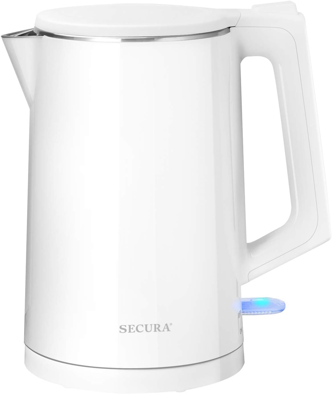 Secura SWK-1511 The Original Stainless Steel Double Wall Electric Water Kettle 1.6 Quart (White)