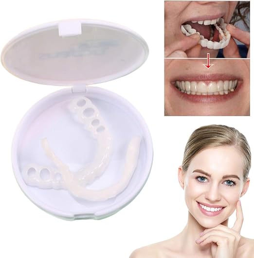 Amazon Co Jp 無毒 健康で安全な充填一時歯化粧品義歯ホワイトニング歯スナップキャップ人工歯一時スマイル歯科 Upper Teeth 10pcs ホーム キッチン