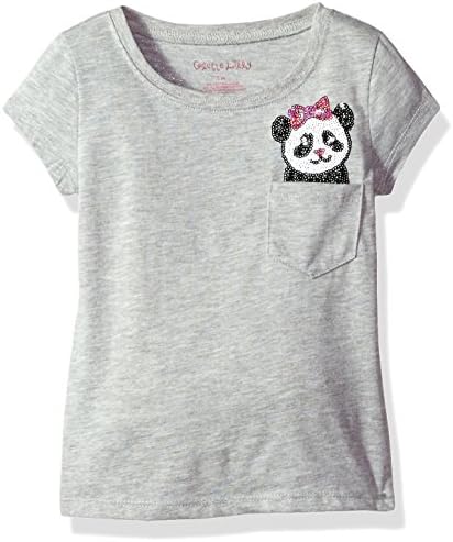 Colette Lilly Toddler Girls' Short Sleee Sequin Tee, Gray Heather Panda, 4T