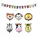 PartyTalk 6pcs Jungle Safari Animal Balloons with Zoo Animal Happy Birthday Banner, Safari Zoo Animals Party Supplies for Jungle Birthday Party Baby Shower Decorations