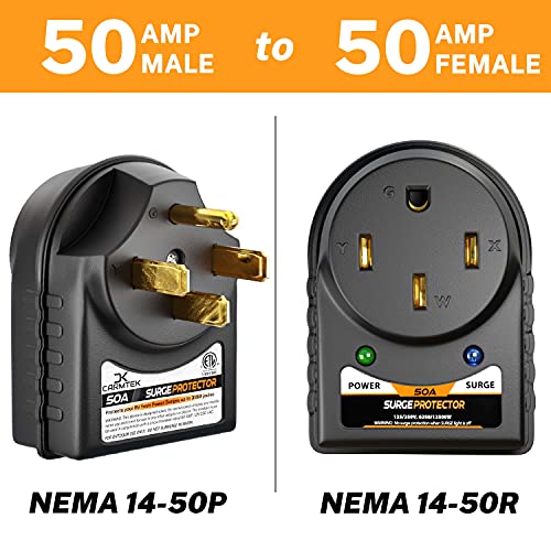 CARMTEK RV Surge Protector 50 Amp Power Adapter with Integrated Surge