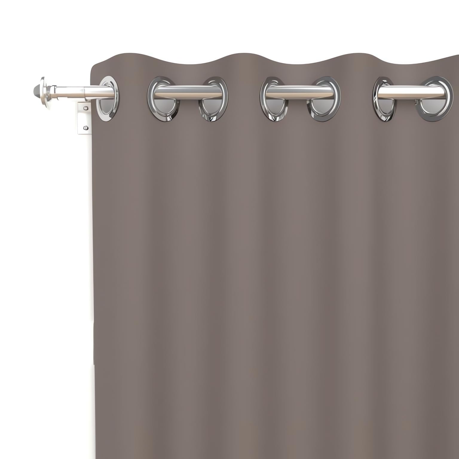 Soleil d 'Ocre Alix Curtain with Eyelets Polyester 140 x 180 cm, polyester, mocha, 240x140 cm