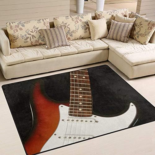 WSX Naanle Music Guitar Non Slip Area Rug for Living Dinning Room Bedroom Kitchen, 120 x 160 cm(4'x5' ft), Music Nursery Rug Floor Carpet Yoga Mat