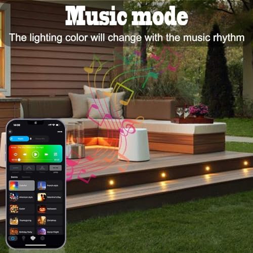 INDARUN WiFi Recessed Floor Lamp RGBW Waterproof IP67 Ø45 mm – Lighting for Patio, Patio, Path, Wall, Garden, Decoration, Indoor and Outdoor (Pack of 20)