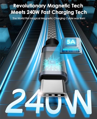 câble USB C, câble de charge magnétique, câble USB C vers USB C de 3,3 pieds câble de type C, câble de charge rapide de type C tressé en nylon