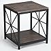 Vintage Dark Brown Black Metal Frame Side End Table with Lower Shelf