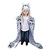 Fin Fun Snow Leopard Wearable Hooded Blanket for Kids - Kids Wearable Blanket Hoodie - Super Soft Polyester Snuggie, Cozy Blanket with Realistic Animal Details for Boys & Girls