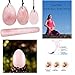 Everydlife Drilled Rose Crystal Quartz Jade Egg for Kegel Exercise, Set of 4 Yoni Eggs Weights and Massage Stick for Women