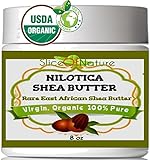 Organic Shea Butter Pure - Rare Nilotica East African Shea Butter Raw Unrefined By Slice Of Nature - Soft Silky Shea Butter for Hair Body Face 8 ounces