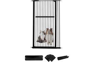 Lumizone Extra Tall Pet Gate 55.12" High Pressure Mounted 34.06"-38.38" Extra Wide (9 Sizes) 1.37" Gap for Cat Dog Children Stairs Doorway Hallway No Drilling Auto-Close (34.06"-38.38", Black)